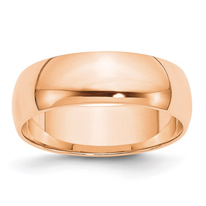 10k Rose Gold 6mm Lightweight Half Round Wedding Band Size 6