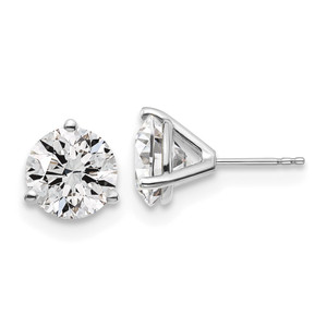 Platinum 6 carat Certified Lab Grown Diamond VS+ F+ Round Complete Three Prong Heavyweight Stud Earrings
