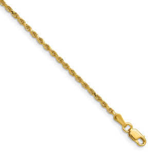 14K 26 inch 1.75mm Diamond-cut Rope with Lobster Clasp Chain