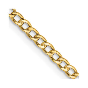 14K 26 inch 2.5mm Semi-Solid Curb with Lobster Clasp Chain