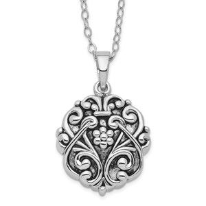 Sentimental Expressions Sterling Silver Rhodium-plated Antiqued Circle Remembrance Ash Holder 18 Inch Necklace