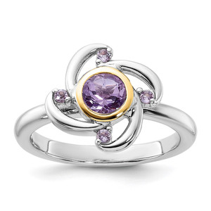 Shey Couture Sterling Silver Rhodium-plated with 14k Accent Amethyst and Pink Quartz Ring - QT-E9EDE3E1-5263