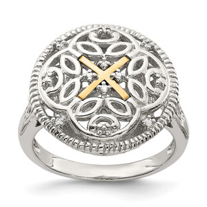 Shey Couture Sterling Silver Rhodium-plated with 14K Accent Diamond Vintage Ring - QT-3C8AD588-8120