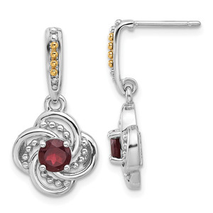 Shey Couture Sterling Silver Rhodium-plated with 14k Accent Garnet Dangle Post Earrings