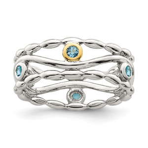 Shey Couture Sterling Silver Rhodium-plated with 14K Accent Light Swiss Blue Topaz Ring - QT-2CFEFDE1-6226