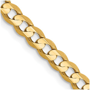 14K 26 inch 3.8mm Open Concave Curb with Lobster Clasp Chain