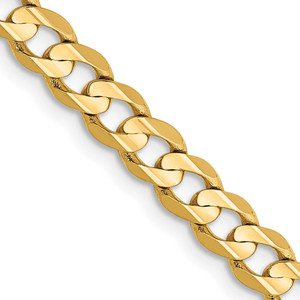 14K 26 inch 4.5mm Open Concave Curb with Lobster Clasp Chain