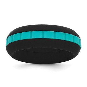 Silicone Black with Blue Grooved Center 7.50mm Band - SL-8CA66966-7038
