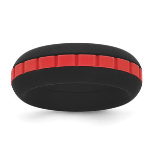 Silicone Black with Red Grooved Center 7.50mm Band - SL-FA326A73-1834