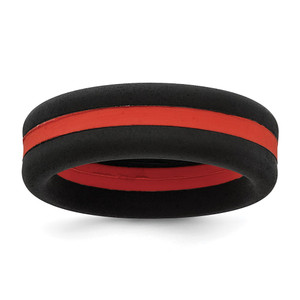 Silicone Black with Red Line Center 7.5mm Flat Band Size 9
