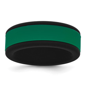 Silicone Black with Removable Green Center 8mm Band - SL-D727E83A-4742