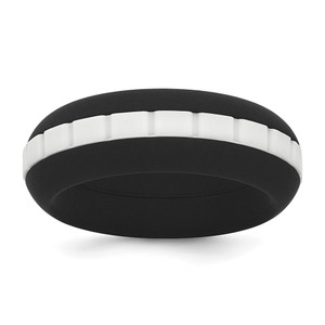 Silicone Black with White Grooved Center 7.50mm Band - SL-EF787080-6309