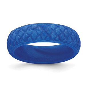 Silicone Blue Mermaid Pattern 5.7mm Domed Band Size 10