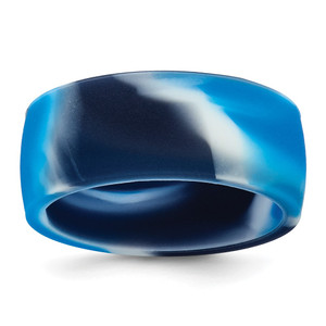 Silicone Blue/White 8.70mm Flat Edge Band - SL-8D181C2A-3899