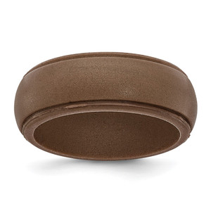 Silicone Bronze Metallic 8mm Ridged Edge Band Size 12