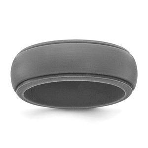 Silicone Dark Grey 8mm Ridged Edge Band Size 9