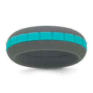 Silicone Grey with Blue Grooved Center 7.50mm Band - SL-BB7E4CA2-4164