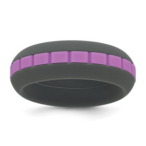 Silicone Grey with Purple Grooved Center 7.50mm Band - SL-99C56D94-2924
