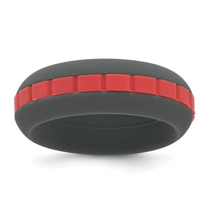 Silicone Grey with Red Grooved Center 7.50mm Band - SL-0B22EFD9-1858