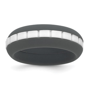 Silicone Grey with White Grooved Center 7.50mm Band - SL-ECF6844B-3322