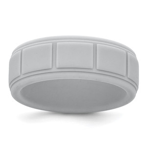 Silicone Light Gray 8mm Grid Pattern Band - SL-0D2EF276-6422