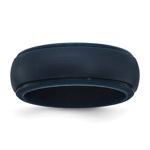 Silicone Navy Blue 8mm Ridged Edge Band Size 10