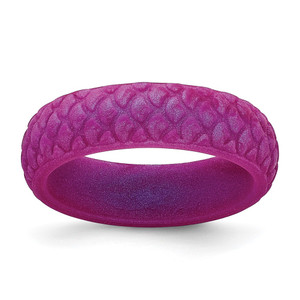 Silicone Purple Mermaid Pattern 5.7mm Domed Band Size 9
