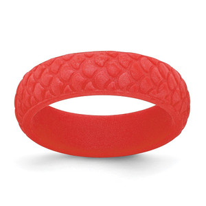 Silicone Red Mermaid Pattern 5.7mm Domed Band Size 6