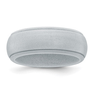 Silicone Silver Metallic 8mm Ridged Edge Band Size 10
