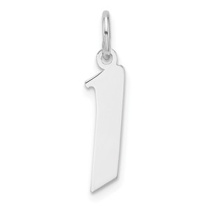 Small Sterling Silver Rhodium-plated Artisan Block Letter I Initial Charm