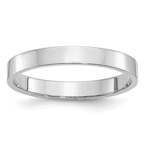 SS Rhodium-plated 3mm Flat Size 8 Band