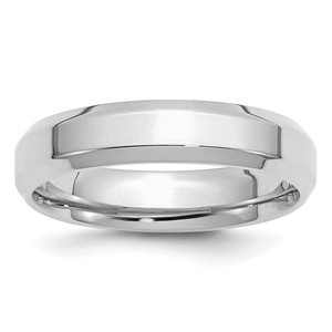 SS Rhodium-plated 5mm Bevel Edge Size 9 Band
