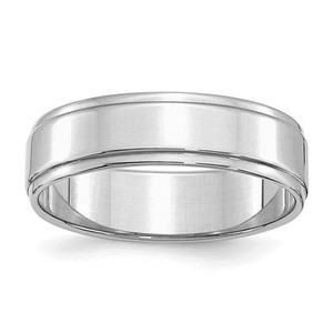 SS Rhodium-plated 6mm Flat w/ Step Edge Size 5 Band