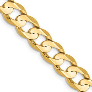 14K 28 inch 6.75mm Open Concave Curb with Lobster Clasp Chain