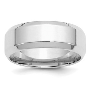 SS Rhodium-plated 8mm Bevel Edge Size 9 Band