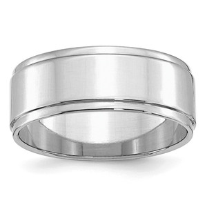 SS Rhodium-plated 8mm Flat w/ Step Edge Size 13 Band