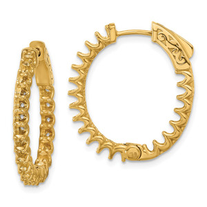 14K 2ct  40-2.3mm In/Out Oval Hoop w/ Safety Clasp Earring Mountings