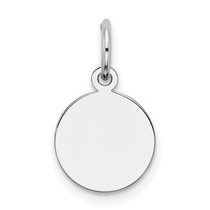 SS Rh-plt Engraveable Round Polished Front/Satin Back Disc Charm - QM-C1358354-2443