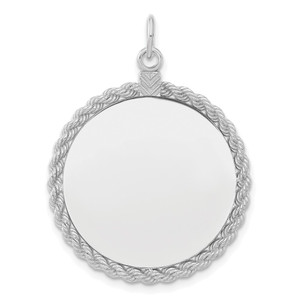 SS Rh-plt Engraveable Round with Rope Polished Front/Satin Back Disc - QM-48A60519-7037