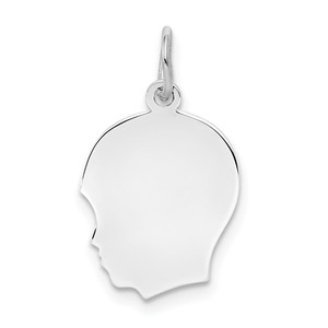 Sterl Silver Rh-plt Engraveable Boy Polished Front/Satin Back Disc Charm - QM-4C22FDEA-8158