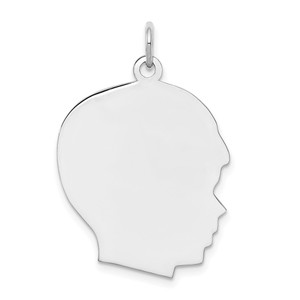 Sterl Silver Rh-plt Engraveable Boy Polished Front/Satin Back Disc Charm - QM-F48D4ACB-4808