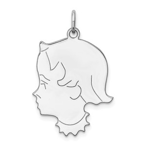 Sterl Silver Rh-plt Engraveable Girl Polished Front/Satin Back Disc Charm - QM-D9315763-1568