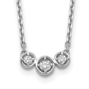 Sterling Shimmer Sterling Silver Rhodium-plated 16 inch 3 Stone CZ Necklace with 2 inch extender