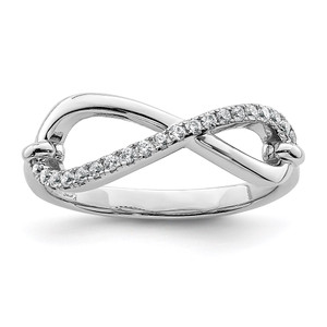 Sterling Shimmer Sterling Silver Rhodium-plated 20 Stone CZ Infinity Symbol Ring - QR-FE12A018-5403