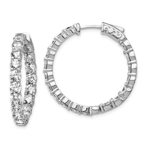 Sterling Shimmer Sterling Silver Rhodium-plated 36 Stone 3.5mm CZ In and Out Round Hinged Hoop Earrings - QE-E1AFA6A6-9197