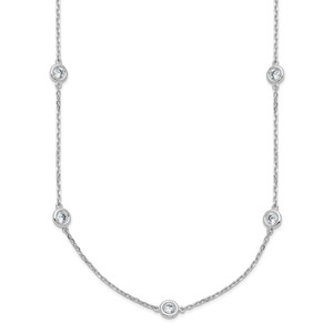 Sterling Shimmer Sterling Silver Rhodium-plated 3mm CZ 13 Stone 13 Station 20 inch Necklace