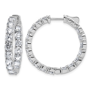 Sterling Shimmer Sterling Silver Rhodium-plated 4.00mm CZ 34 Stone In and Out Hinged Hoop Earrings