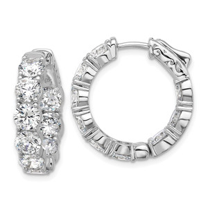Sterling Shimmer Sterling Silver Rhodium-plated 4.75mm CZ 18 Stone In and Out Hinged Hoop Earrings