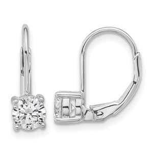 Sterling Shimmer Sterling Silver Rhodium-plated 5mm CZ 2 Stone Leverback Earrings