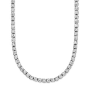 Sterling Shimmer Sterling Silver Rhodium-plated Bezel Set 1.7mm CZ 135 Stone 17 inch Necklace